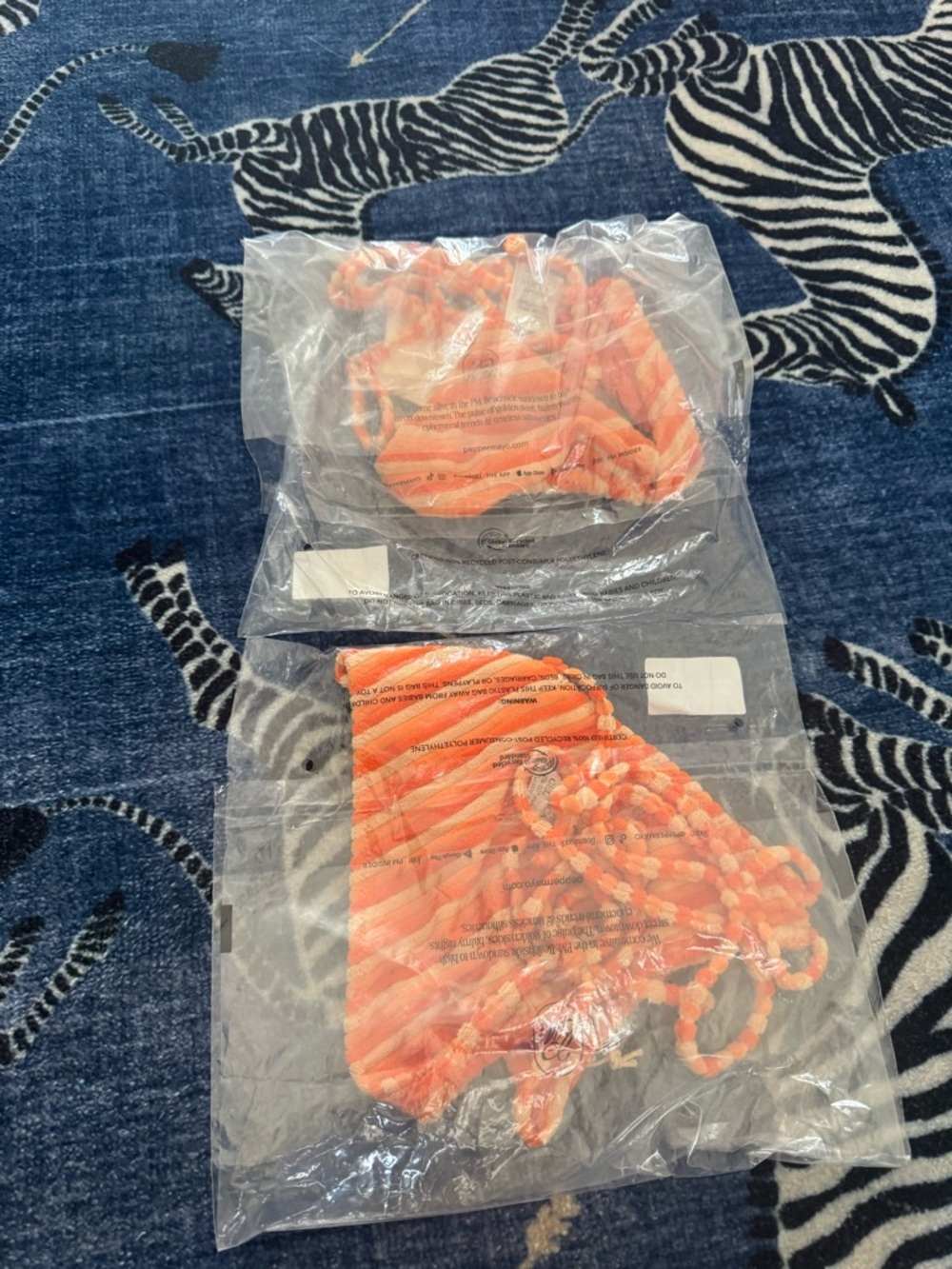 Peppermayo Orange Striped Rope-Detail Bikini Set